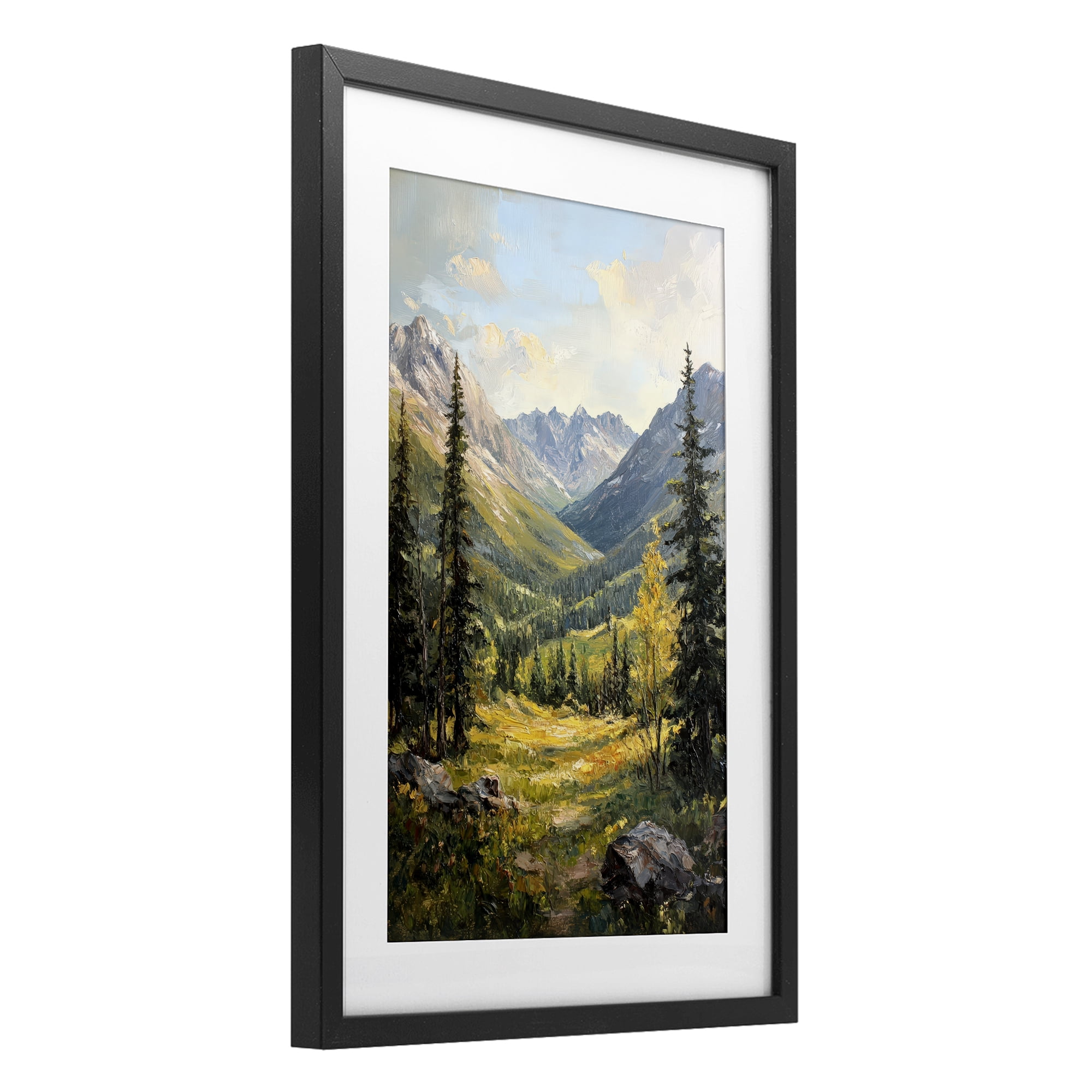 Stupell Industries Mountain Refuge in Golden Valley Black Framed Print Under Glass, design by Petal Prints Design