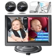 thumbnail image 1 of Cámara para coche de bebé de doble canal, monitor HD 1080P de 5 pulgadas y 2 cámaras, pantalla dividida, visión nocturna y visión amplia de 150°, cámara de espejo para coche para bebé para asiento tra, 1 of 5