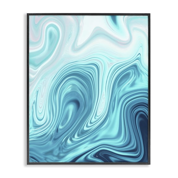 Stupell Industries Modern Blue Abstract Ripples Black Framed Giclee Art, 11 x 14, by Martina Pavlova