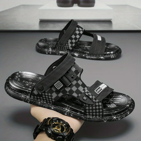 

Plaid Stitching Sandals Durable Non Slip Outdoor Hiking Trekking Sandals Comfy Beach Water Shoes Spring And Summer