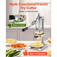 thumbnail image 4 of VEVOR Commercial French Fry Cutter,Stainless Steel Vegetable Fruit Chopper with 3 Replacement Blades 1/2-Inch 3/8-Inch 1/4-Inch,and a Juicing Blade,Manual Potato Slicer Dicer for Restaurants & Home, 4 of 9