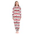 thumbnail image 1 of Nvse|Christmas Print Family Matching Hooded Long Sleeved Zippered Jumpsuit Set Unisex Onesie Novelty Printed One-piece Pajamas Women Men Hooded Jumpsuits Adult Nightwear Romper Holiday Pjs-red&green, 1 of 4