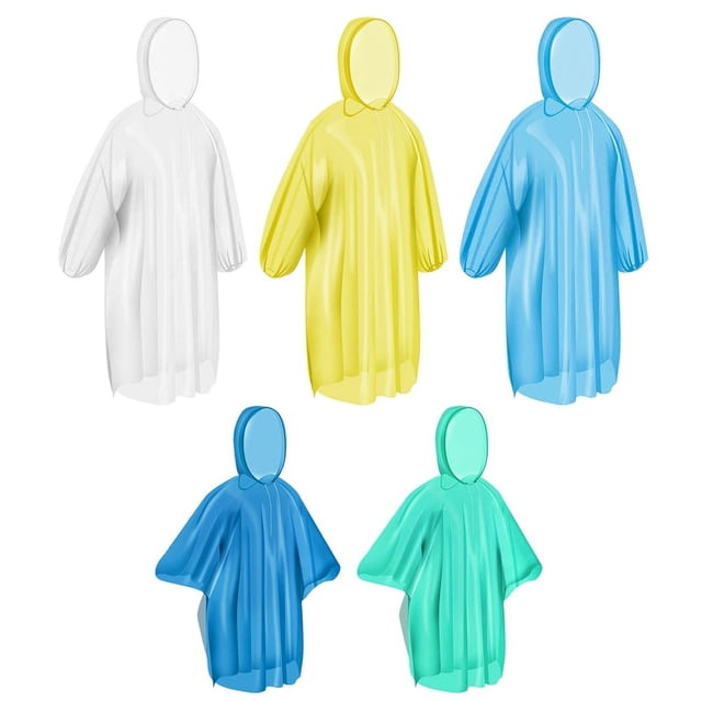 Paquete Familiar de Ponchos, Poncho de Lluvia para Adultos y NiñOs, Poncho Desechable o Reutilizable, Ponchos de Lluvia con Capucha con CordóN, Paquete de 5