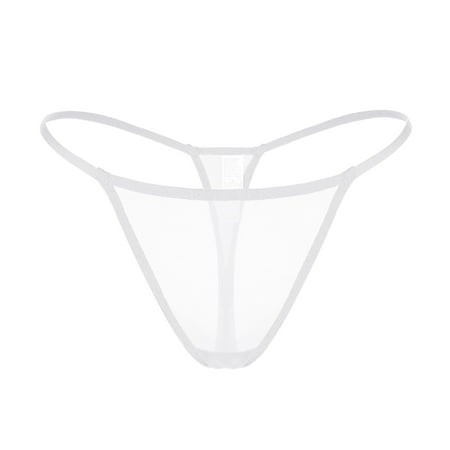 Riforla Women s Briefs Women Soild Sexy Embroidered Mesh Sheer Thong Panties T Pants Low Waist Plus Size Underwear Womens Underwear White M