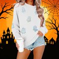 thumbnail image 6 of Zormilly Halloween Sweatshirts for Women Sequin Ghost Crew Neck Oversized Sweatshirt Spooky Season Fashion Fall Outfits, S-3XL, 6 of 6