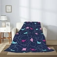 thumbnail image 2 of Throw Blanket for Couch Sofa and Bed, colorful stingray dotted line cute Super Soft Plush Throw Blanket, Fuzzy Cuteness Comfy Warm Washable Flannel Blanket & Throws for All Season 60"x50", 2 of 5