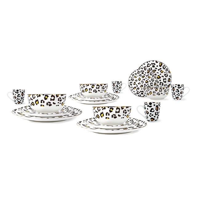 Vajilla Animal Print para 4 Personas - Ceramica Multicolor 16 piezas
