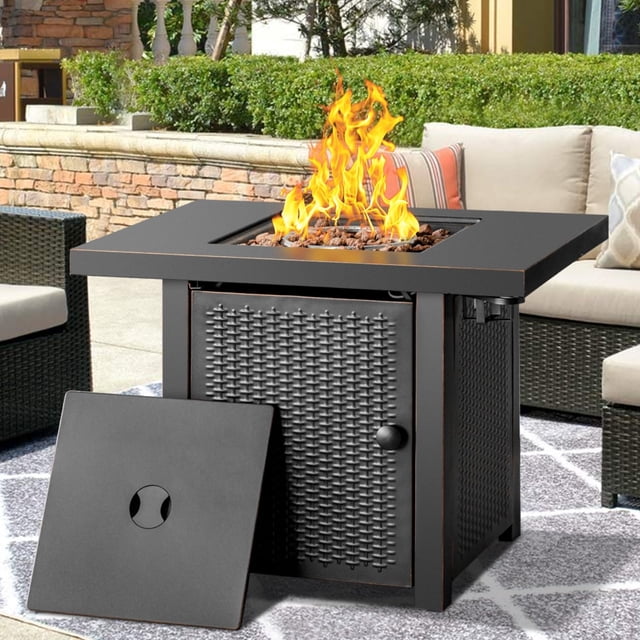 Mesa para fogatas de propano OutVue de 32 pulgadas con 2 soportes para bebidas de 5000 BTU