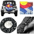 thumbnail image 2 of PISONIC Colorado Flag Mountains Spare Tire Cover Weatherproof Universal Wheel Protectors for RV Camper Travel Trailer SUV Truck 14 inch, 2 of 7