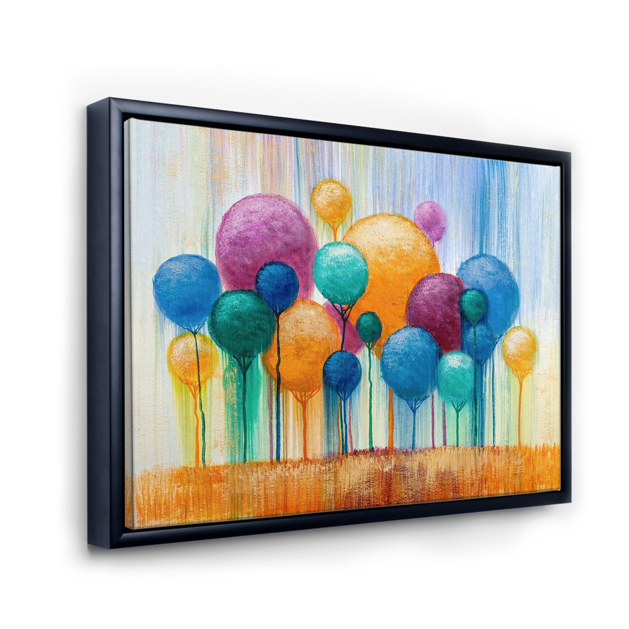 Designart 'Ornamental Colourful Trees IV' Modern Framed Canvas Wall Art Print