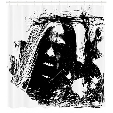 Zombie Shower Curtain Artistic Horror Sketch Of A Crazy Man In