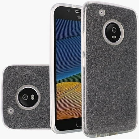 For Moto G5 Plus Hybrid Clear PC TPU with Glitter Paper -