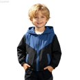 thumbnail image 2 of Liyamei Kids Lightweight Hooded Patchwork Jacket with Zipper for Fall Windproof Wear Size 2-3 Years, 2 of 7