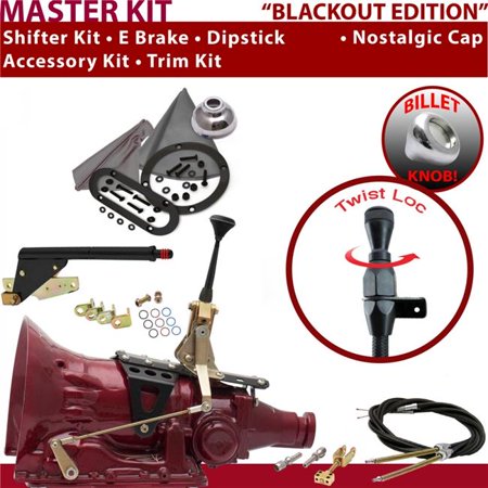 American Shifter TH400 Shifter Kit Black 6 in. E Brake Cable Trim Kit Dipstick for EC1E0