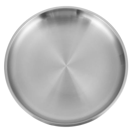 

1Pc Stainless Steel Round Tray Food Serving Plate Fruit Tray Grill Plate