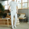 thumbnail image 2 of Conjunto de chándal de nailon blanco para hombre, conjunto de pantalones, sudadera, conjunto de camiseta y pantalones para hombre, nuevo conjunto elegante de manga corta a juego, 2 of 5