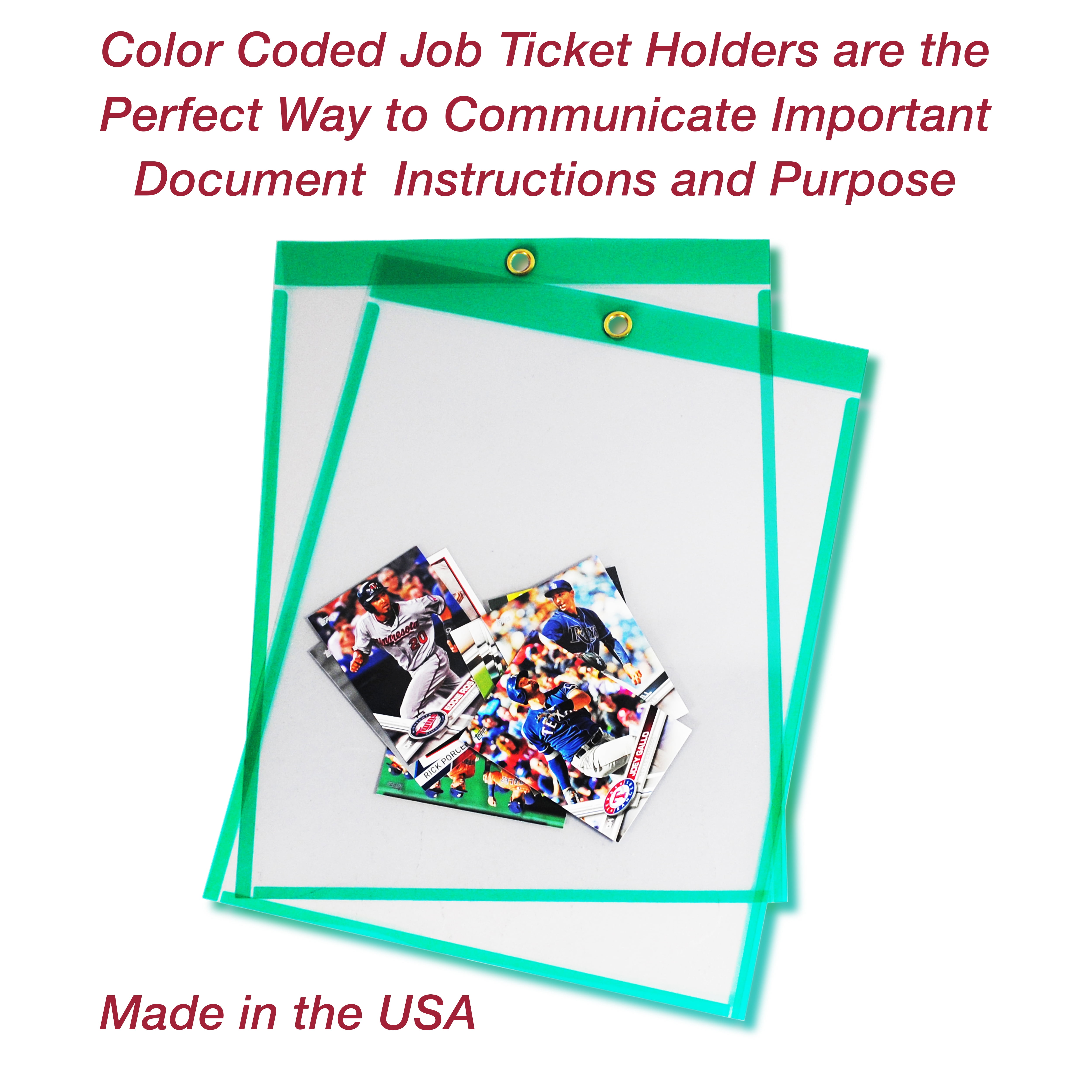 9x12 Top-Loading with Eyelet for Hanging Job Ticket Holders Pack of 30 Blue