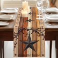 thumbnail image 3 of Texas Star Vintage 108 Inch Table Runner, Berry Burnt Orange Brown Wooden Farmhouse Dresser Scarf Cotton & Linen Tablerunner for Dining/Kitchen Island/Holiday Party Décor 13" x 108", 3 of 9