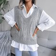 thumbnail image 5 of Manxivoo Sweater Vest Women, Women Autumn and Winter Casual Solid Color V Neck Knit Sweater Vest Cable Knitted Sleeveless Checked Knitwear Tanks Sweaters for Women Hot Pink, 5 of 8
