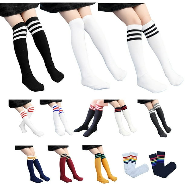 Qarigey Calcetines de tubo medio Transpirable Algodón puro Buena retención de calor Medias Diseño de rayas Absorbente de sudor para niños Medias tipo 31 Qarigey AP009517-31