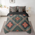 thumbnail image 2 of jejeloiu Green Orange Rhombus 7-Piece Bedding Comforter Set,Boho Exotic Geometric King Bedding Sets,Rustic Aztec Triangle Bed Sheets For Adults,Super Cozy Room Decor Reversible, 2 of 8