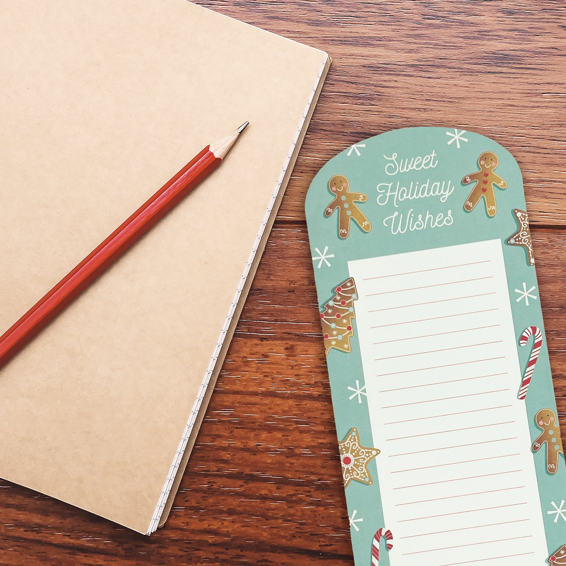 Bloc-notes de Noël en pain d'épices bleu Holiday Time, décoration magnétique