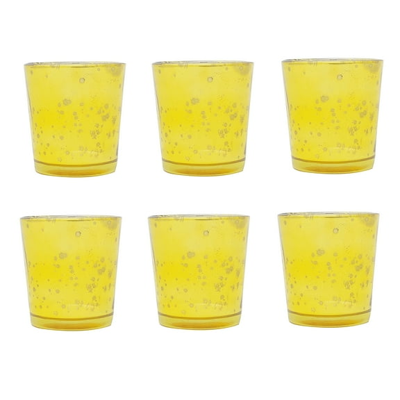 Gold & Silver Mercury Finish Small Speckled Glass Tealight Votive Candle Holders Set of 6 Evening Wedding Parties Home Decor Table Decoration Gift by MystiqueDecors