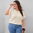 thumbnail image 3 of SCHUHLAND Women's Plus Size Solid T-Shirt - Casual Round Neck Short Sleeve Tee, Western Style Loose Fit Summer Top, XL-5XL, 3 of 7