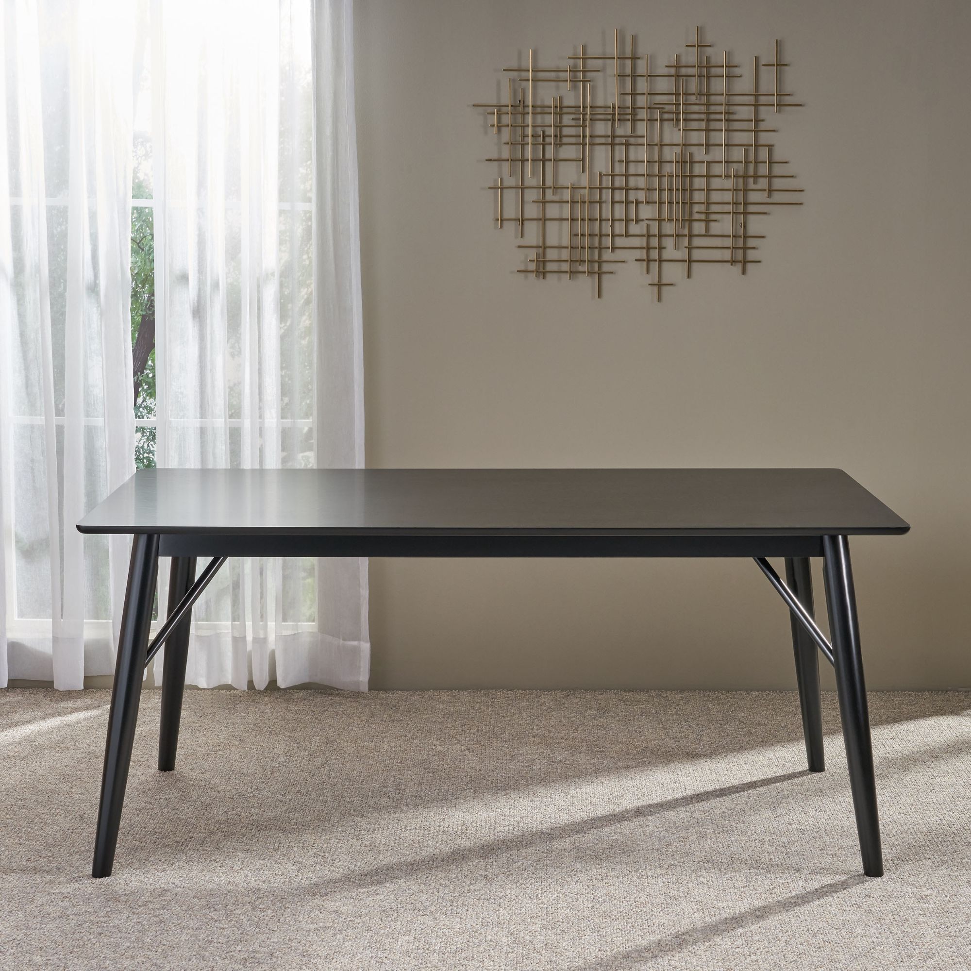 67.5" Black Contemporary Handcrafted Rectangular Dining Table