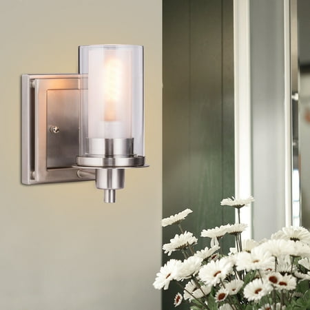 Costway Vanity Light Wall Mounted One Bathroom Fixture Costway Vanity Light Wall Mounted One Bathroom Fixture Brushed Nickel Bulb Com