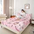 thumbnail image 4 of Homewish Flying Pink Butterflies 3pcs Twin Sheet Sets For Teens Girls Adults Female,Dreamy Princess Twin Fitted Sheet,Cartoon Fairy Elf Breathable Flat Sheet,Super Cozy Room Decor, 4 of 7