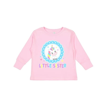 

Inktastic Little Sister cute unicorn Girls Long Sleeve Toddler T-Shirt