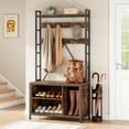 thumbnail image 5 of Kojooin Hall Tree with Bench and Coat Rack, 36.41" Entryway Shoe Bench with 17 Hooks, Drawers and Top Shelf, 5-in-1 Freestanding Storage Organizer for Entryway, Mudroom, 5 of 7