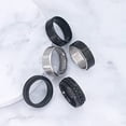 thumbnail image 2 of 8MM 5pcs Stainless Steel Ring Mens Black Spinner Chain Rings Beveled Edge Wedding Band Plain Ring Set for Men Women Size 7-11, 2 of 3