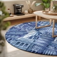 Blue Abstract Art 4FT Round Area Rugs Classical World-famous Buildings ...