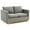 Light Grey, variant on LeisureMod Loveseat Upholstered in Velvet with Brushed Gold Stainless Steel Base and Removable Cushions for Modern Home, Living Room, Offices Nervo Collection in Beige
