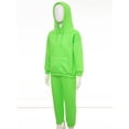 thumbnail image 3 of TTAO Kids Girls Boys Sweatwear Long Sleeve Sport Hooded Hoodie Pullover with Pants Set Tracksuit Fluorescent Green 6-7, 3 of 7