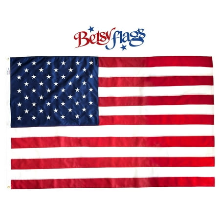 Betsy Flags, American Flag, Nylon, 4’x6’, Sewn Stripes, Embroidered Stars, Sleeved, Products by Valley Forge Flag