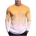 thumbnail image 2 of WXLWZYWL Men Long Sleeve Tops Ombre Gradient Printed Round Neck Two Tone Color Transition Lightweight Loose Cut Winter Daily Commute Casual T Shirt, 2 of 6