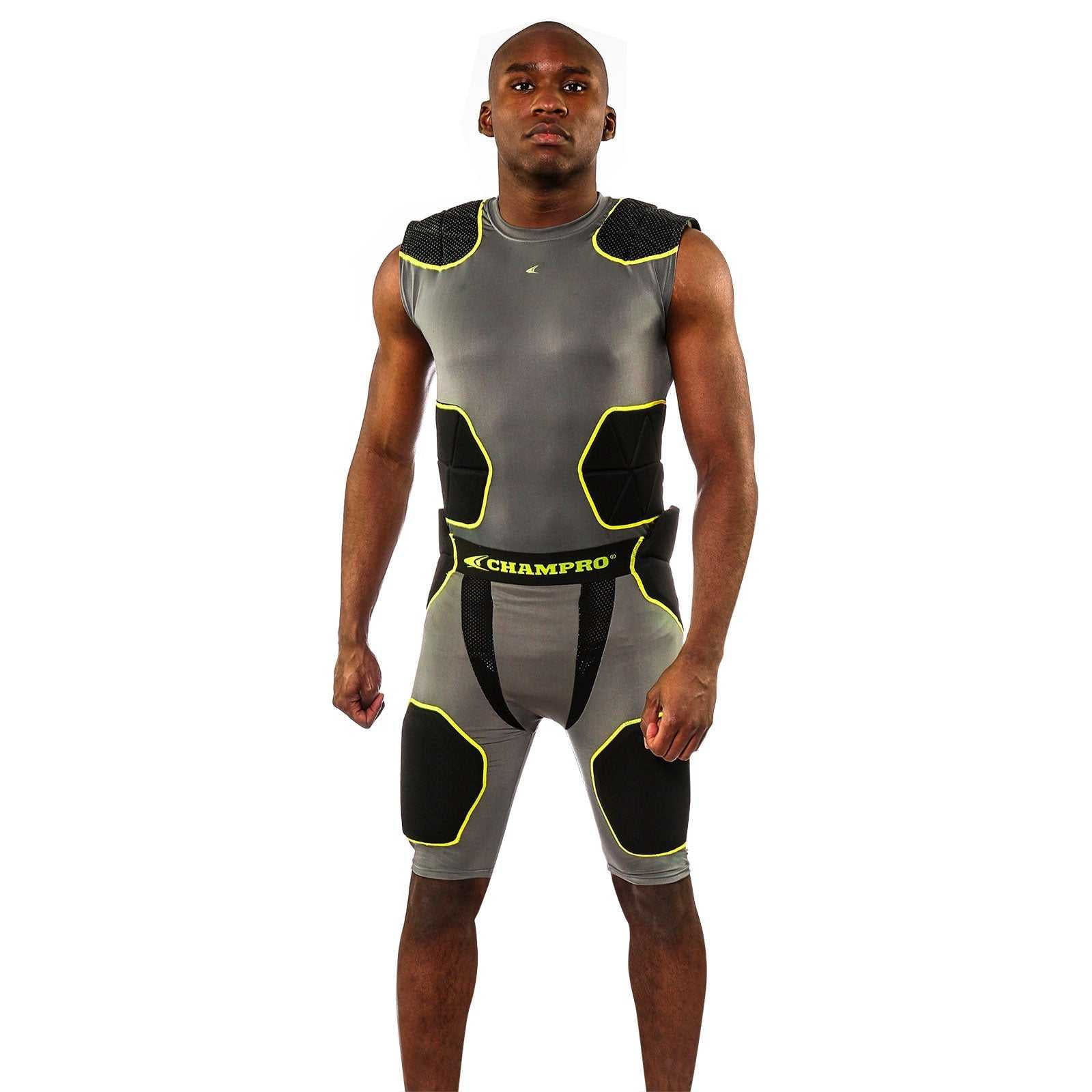 CHAMPRO Tri-Flex Padded Sleeveless Football Compression Shirt with Integrated Cushion System