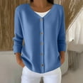 thumbnail image 2 of BXINGOHAI Long Sleeve Crewneck Button Down Womens Sweaters Fall Open Front Chunky Cardigan Sweaters for Women Blue 4XL, 2 of 5