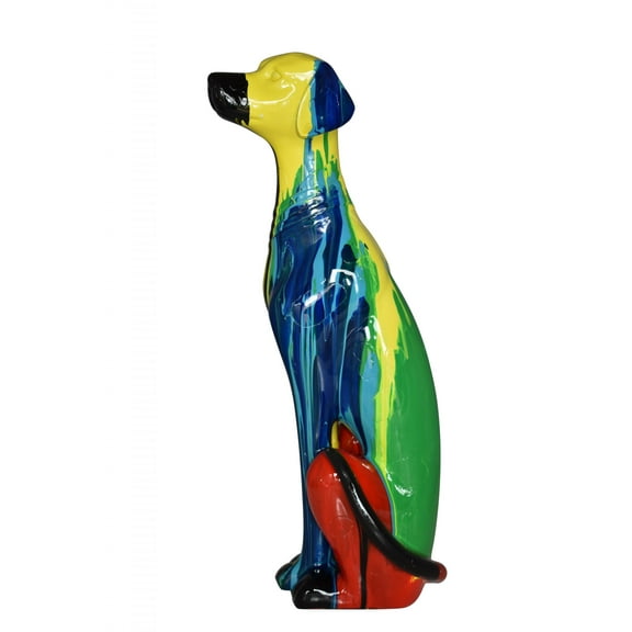 Modern Art of a Greyhound Dog Sitting Statue Made of Resin Size: 7" x 5" x 17"H