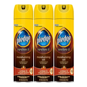 Pledge Moisturizing Oil Spray, Amber & Argan Scent, Nourishes, Protects and Revitalizes Furniture, 9.7 oz (3pk)