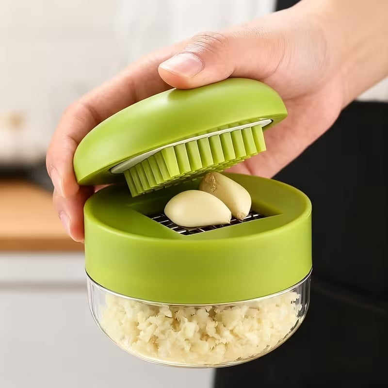 Heavy Duty Garlic Press and Chopper - Manual press, easy to clean, compact design for home kitchen use