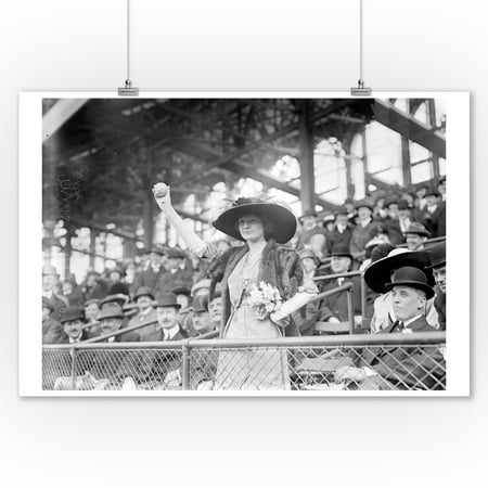 Brooklyn Dodgers Autographed Photo - Genevieve Ebbets at Ebbets Field, Brooklyn Dodgers, Baseball Photo (9x12 Art Print, Wall Decor Travel Poster)