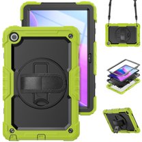 For Lenovo Tab M10 Plus (3rd Gen) Case 10.6 inch, 360 Rotating Shockproof Cover with Stand, Screen Protector, Shoulder Strap (TB-X6C6/TB-X606), Lime