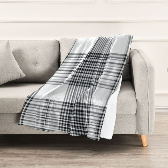 Black and White Lines Throw Blanket 60" x 90" Soft and Warm Blankets for Couch Sofa and Bed