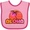 thumbnail image 3 of Inktastic Pink Aloha Palm Girls Baby Bib, 3 of 4