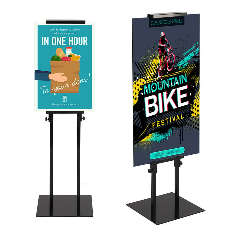 2x Poster Stands Double-Sided Pedestal Sign Stand Adjustable Height Display Rack, Men's, Size: 2 Pcs, Black
