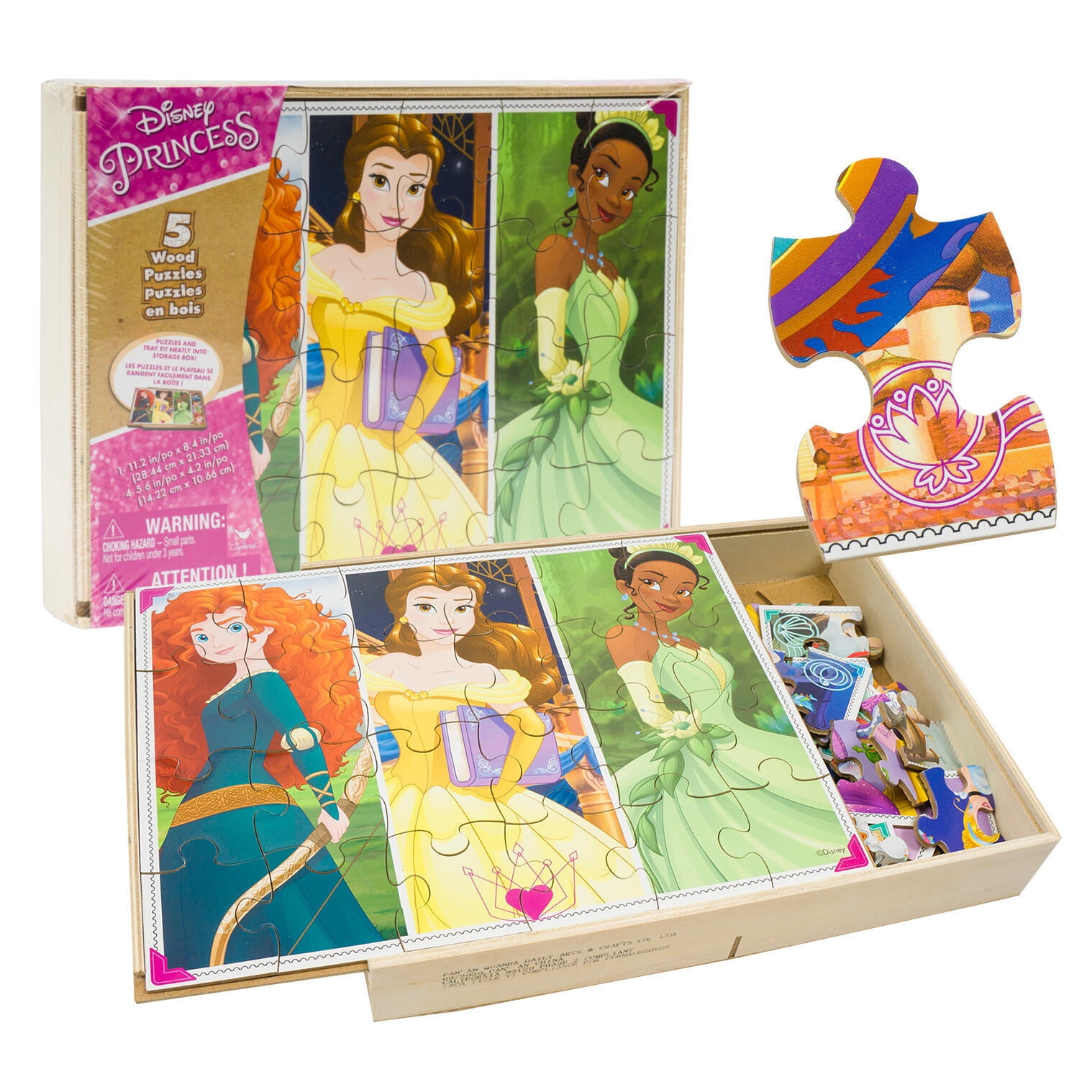 5 Pack Disney Princess Wood Puzzle CASE OF 12